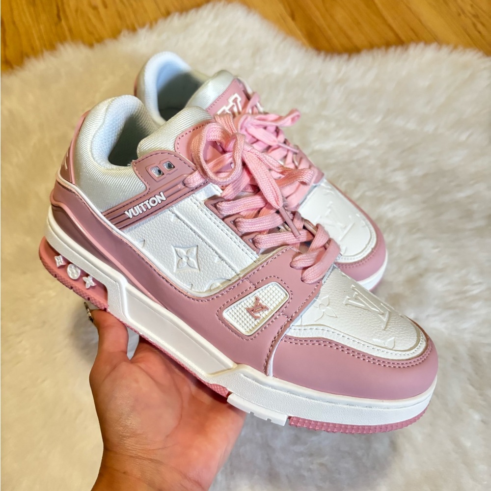 Louis Vuitton Women's Pink and White Sneakers
